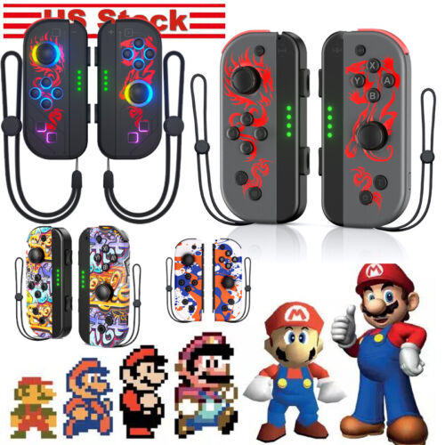 For Nintendo Switch LED Controller Left Right Wireless PAIR SET Gamepad Joypad