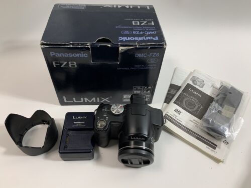 Panasonic LUMIX DMC-FZ8 7.2MP Digital Camera – Black With Box, Papers, Battery.