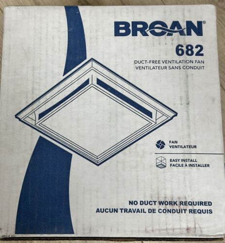 Broan 682 Duct Free Bathroom Exhaust Ceiling Ventilation Fan w/Filter White