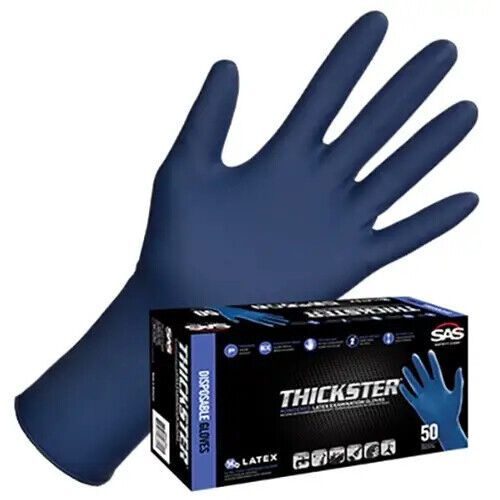 SAS Safety Thickster 6603 Powdered Disposable Latex Gloves 14 ml Large 50 Gloves