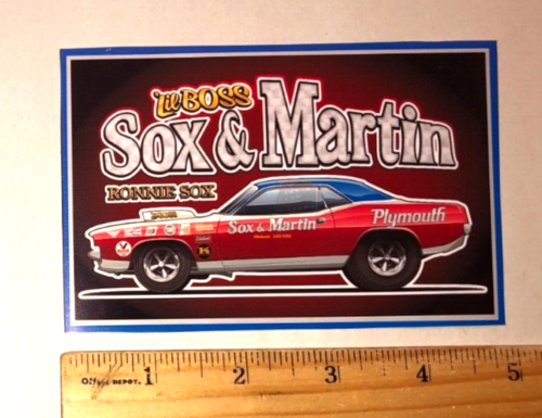 “THE BOSS”  SOX & MARTIN 1970 Pro Stock Plymouth Cuda Profile DECAL Sticker