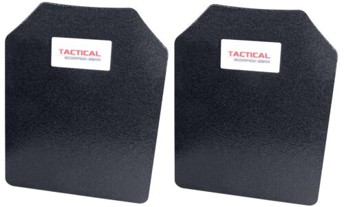 Level III AR500 Steel Body Armor Pair 11×14 Curved Plate – Full Frag Coating