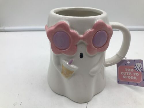 Sunday Morning Ceramic 18oz Ghost with Flower Glasses Coffee Mug CC02B58006