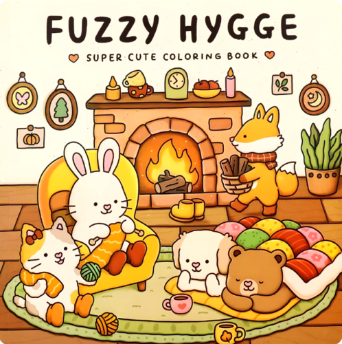 Fuzzy Hygge Coloring Book for Adults and Teen Adorable Cute Creatures Relaxation