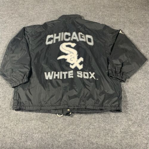 VTG Apex One Chicago White Sox Jacket Mens XL Black Sap Windbreaker 90s Back Hit