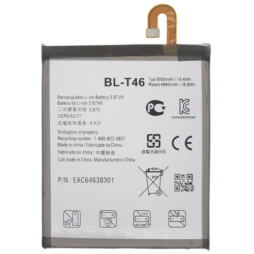 For LG V60 ThinQ BL-T46 Battery Replacement LM-V600TM High Capacity 5000mAh