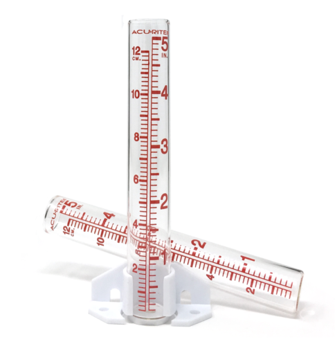 AcuRite Glass Rain Gauge  5″ Capacity  with Replacement Tube & Mounting Hardware