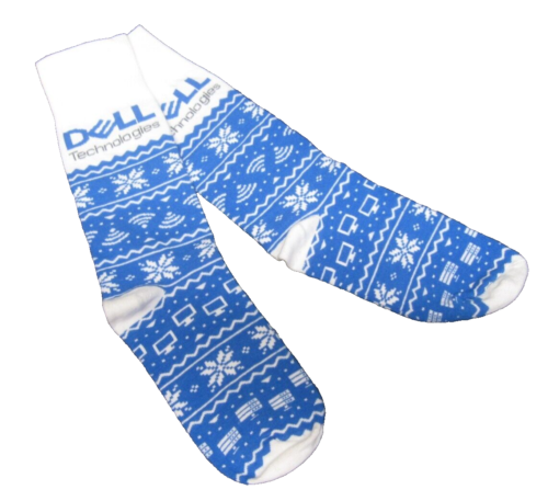 DELL Computer Technologies Socks Blue White Nerd Geek Unisex One Size Promo NWOT