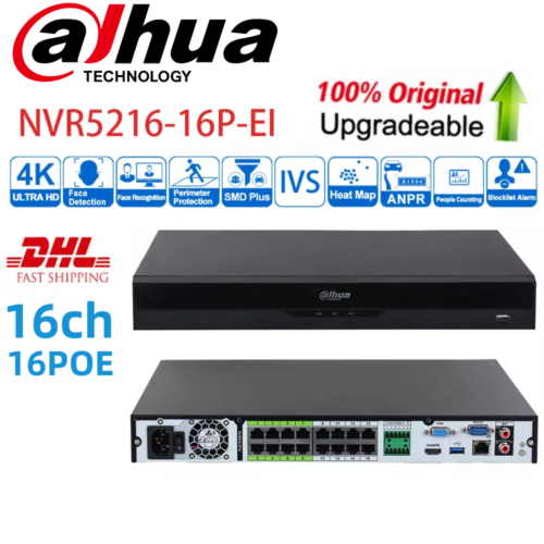 US STOCK DAHUA Original Brand GENUINE 16CH 16POE 32MP WizSense AI NVR5216-16P-EI