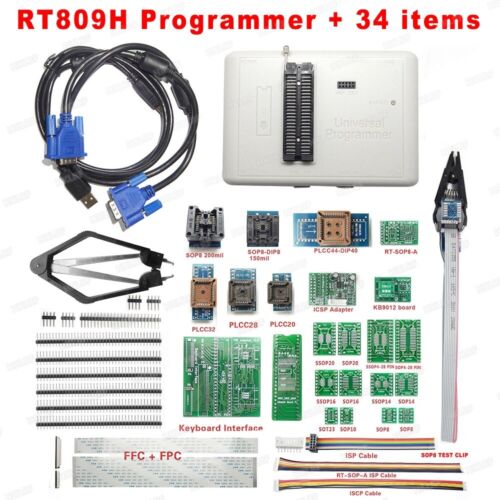 Original New RT809H Universal Programmer EMMC-Nand FLASH Programmer + 34 Items