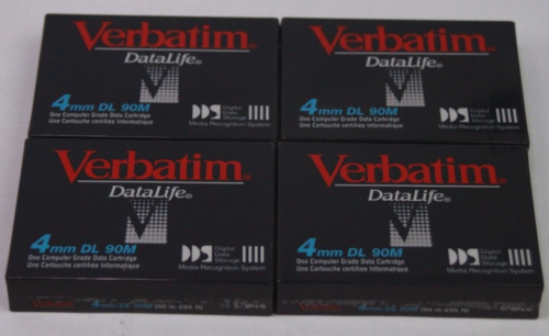 4X Verbatim DataLife 4mm DL 90M Digital, Data Storage  Cartridge Factory Sealed