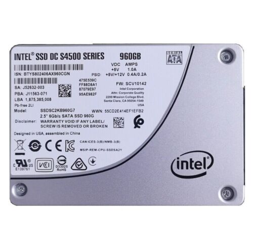 Intel SSD S4500 DC Series 960GB 2.5 inch SATA3 Solid State Drive SSDSC2KB960G7