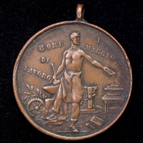 Primo Maggio Karl Marx Italy Worker’s Day 8 Hour Workday Rights Medal Copper