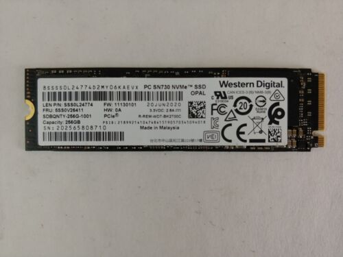 Western Digital SN730 SDBQNTY-256G 256 GB NVMe 80mm Solid State Drive