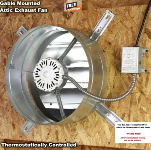 Gable Mounted Fan Whole House Attic Exhaust Ventilator  Thermostatically Control