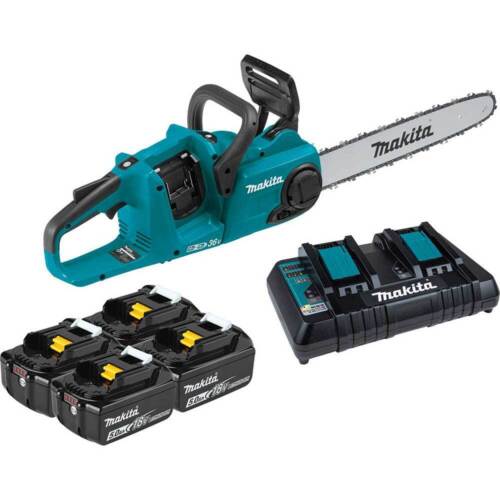 Makita XCU04PT1 18V X2 36V 16″ Cordless Brushless Chainsaw Kit w/ 4 Batteries