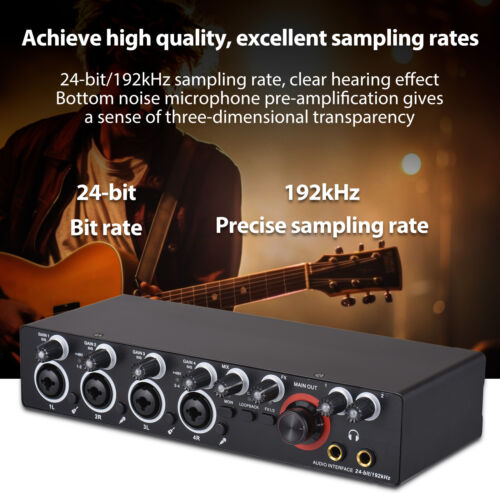 USB Audio Interface 48V 4 Channels for Mic Preamps Recording Live Streaming V6O8