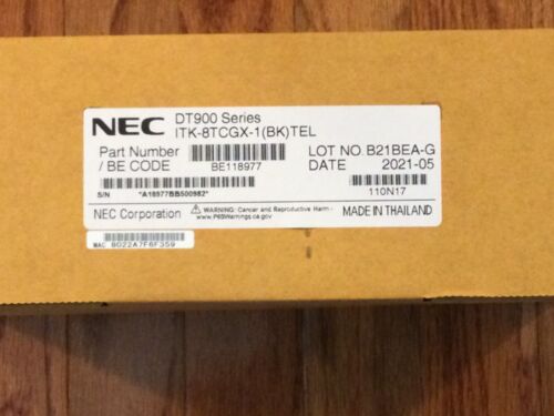 NEC ITK-8TCGX-1 (BK) DT900 BE118977 IP COLOR SELF LABELING MANUFACTURE NEW