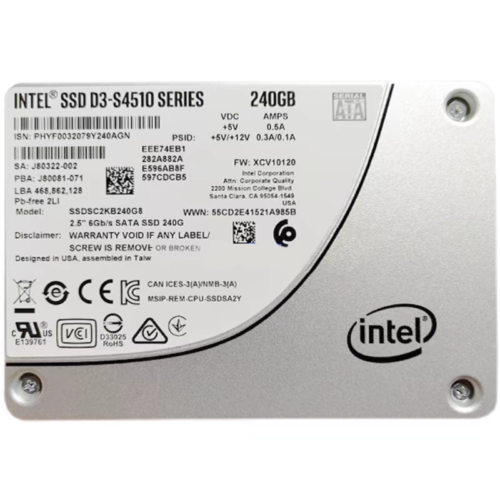 New Intel S4510 240GB SSD SATA 6Gb/s 2.5″ XCV10110 SSD SATA III SSDSC2KB240G8