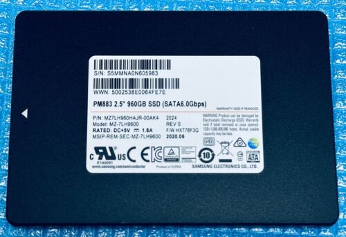 Samsung 2.5″ SSD 960GB SSD SATA 6G Samsung PM883 SSD HDD MZ-7LH9600 2-days used