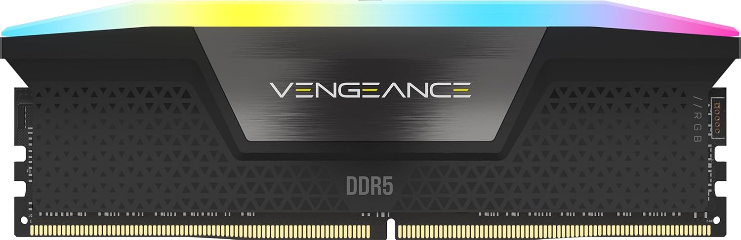 CORSAIR Vengeance RGB DDR5 RAM 16GB (1x16GB) 5600MHz CL40 Intel XMP iCUE Compatible Computer Memory – Black (CMH16GX5M1B5600C40)