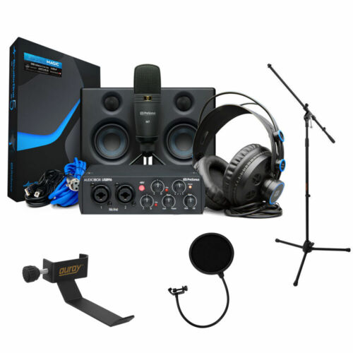 PreSonus AudioBox Studio Deluxe Bundle -25th Anniv w/ Mic Stand, Holder & Filter