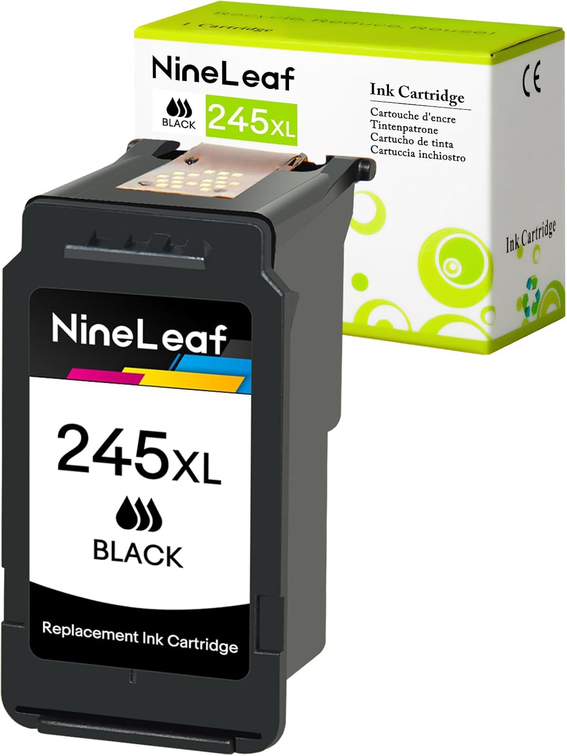 NineLeaf Remanufactured 245 High Yield Ink Cartridge Compatible for Canon PG 245XL PG-245XL Use in MX490 MG2522 MG2525 MG2922 MG2924 MG3022 MG3029 TS3120 TS3122 TS202 Printer (1 Pack, Black)