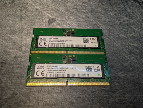 SK Hynix 16GB (8GBx2) 5600B DDR5 SODIMM Laptop RAM PC5 HMCG66AGBSA092N