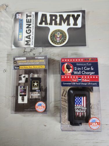 Us army GI data storage  Flash Thumb Drive Lightning to usb, magnet & charger