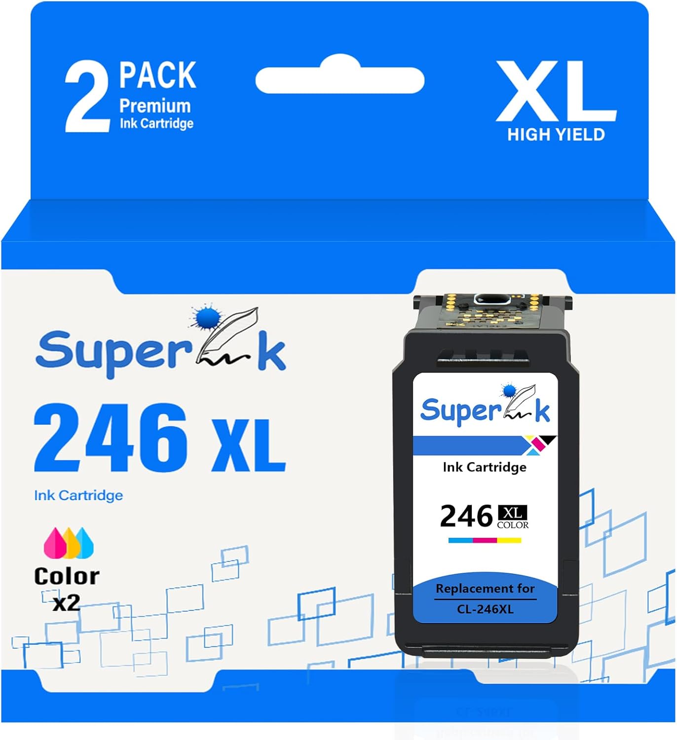 Remanufactured Ink Cartridge Replacement for Canon 246XL CL246XL 244XL CL244XL Compatible with MG2520 MG2550 IP2820 MX490 MX492 TS202 TS3120 Printer Show Ink Level (Tri-Color, 2 Pack)