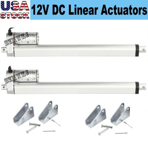 Set of 2 12″ Stroke Linear Actuator Heavy Duty 330lbs 12V DC Motor for Auto Lift