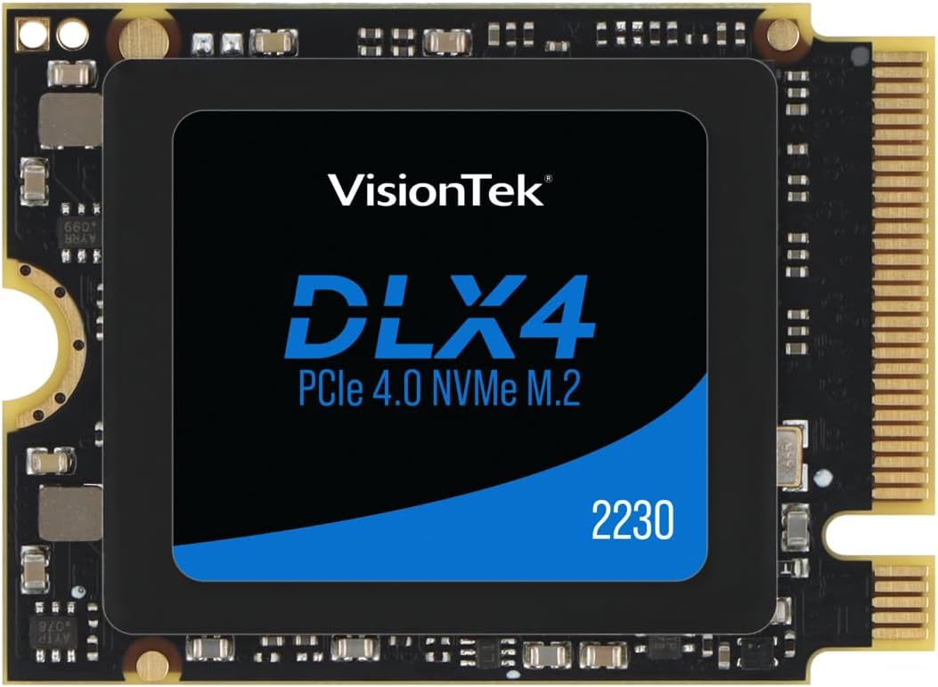 VisionTek 2230 DLX4 M.2 SSD – 1TB – PCIe Gen 4.0 x4 NVMe – 5200MB/s Read, 4775MB/s Write – Laptops, Handheld Gaming PCs, NUC