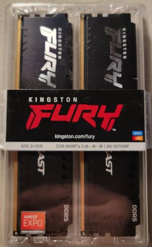 Kingston Fury Beast 32GB (2x16GB) DDR5 6000MTs CL36-38-38 1.35 EXPO/XMP New