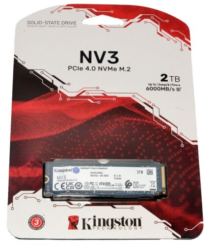 *NEW* Kingston NV3 2TB M.2 2280 NVMe PCIe 4.0 x4 6000 MB/s SNV3S/2000G SSD Drive