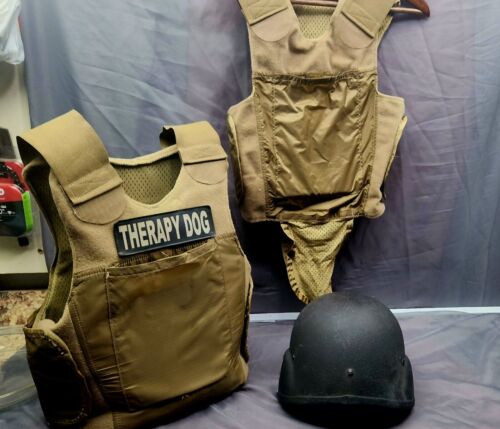 Tactical Bulletproof Vest w/Level III AR500 Plates & extra soft trauma + Helmet