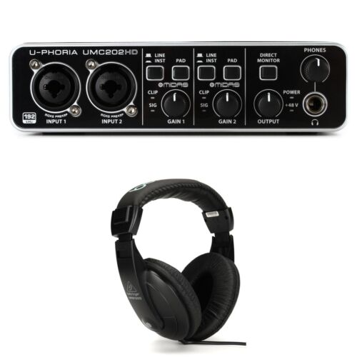 Behringer U-Phoria UMC202HD USB Audio with HPM1000-BK Multi-Purpose Headphones