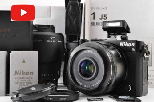 Nikon 1 J5 BLACK Double Lens 18.5mm & 30-110mm Zoom JPN [Near Mint count 13877]