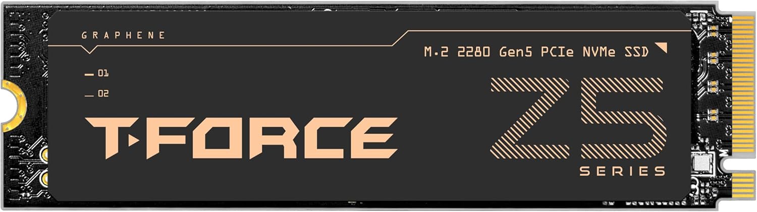 TEAMGROUP T-Force Z540 2TB DRAM SLC Cache 3D TLC NAND NVMe Phison E26 PCIe Gen5x4 M.2 2280 Gaming SSD with Ultra-Thin Graphene Heat Spreader Read/Write 12400/11800 MB/s TM8FF1002T0C129