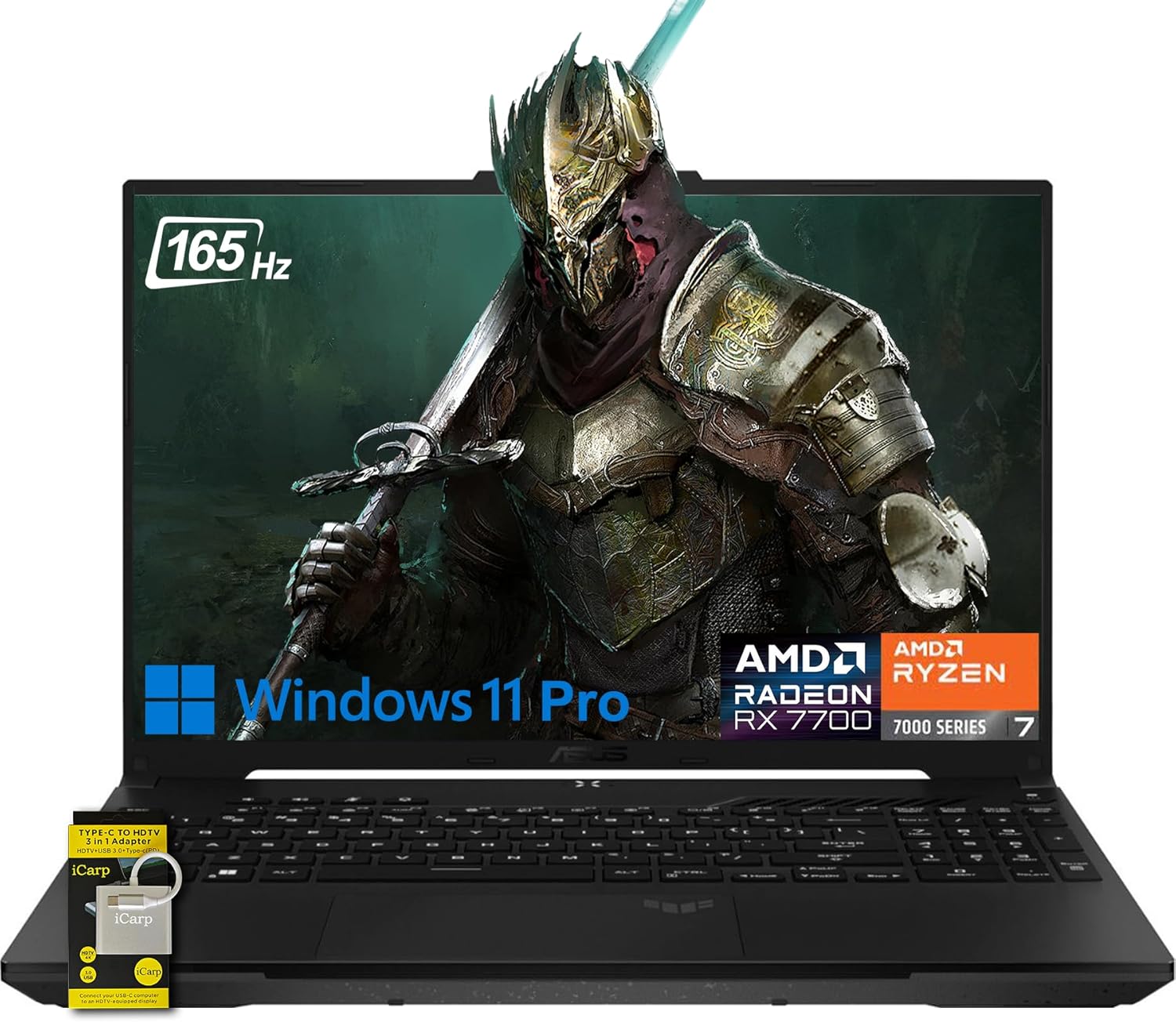 ASUS TUF Gaming A16 Laptop 16″ WUXGA 165Hz 7ms 100% sRGB AMD Octa-core Ryzen 7 7735HS 64GB RAM 2TB SSD AMD Radeon RX 7700S 8GB (>RTX4060) Backlit USB-C USB4 Fast Charging Win11 Pro w/ICP Accessory