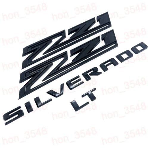 4pc 2019-2024 Gloss Black Chevrolet Silverado LT Z71 Emblem Nameplate Badge Kit