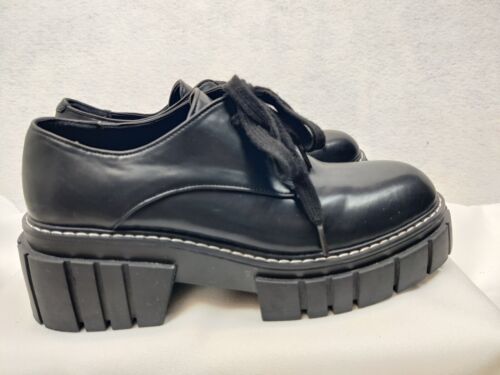 Madden Girl “Phoennix” Black Faux Leather Chunky Platform Loafers Y2k Size 8.5