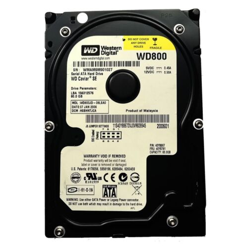 Original Western Digital 80GB WD800JD 7200RPM 8MB SATA 3.5″ HDD Hard Disk Drive