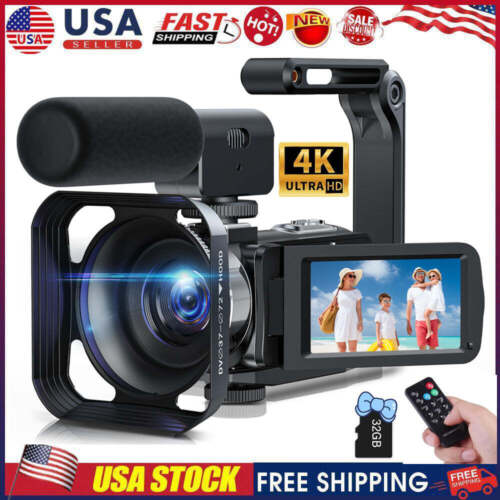 4K Video Camera Camcorder Digital Camera Recorder 42MP YouTube Camera with Mic~