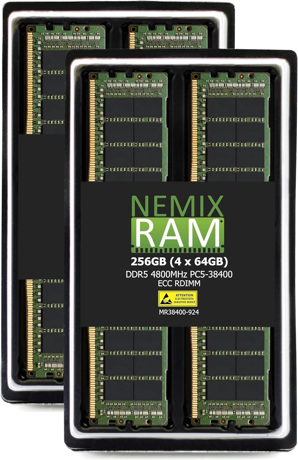 NEMIX RAM 256GB (4X64GB) DDR5 4800MHZ PC5-38400 2Rx4 1.1V 288-PIN ECC RDIMM Registered Server Memory KIT Compatible with Dell PowerEdge R660xs Rack Server