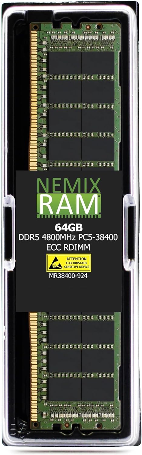 NEMIX RAM 64GB (1X64GB) DDR5 4800MHZ PC5-38400 2Rx4 1.1V 288-PIN ECC RDIMM Registered Server Memory Compatible with HP Z4 G5 Workstation