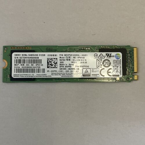 Samsung SM951 512GB M.2 MLC NVMe SSD MZVPV512HDGL-00D1/ MODEL MZ-VPV512D