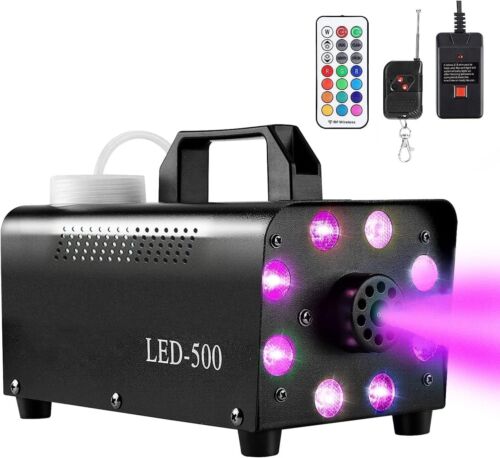 Smoke Machine with 13 Colorful LED Lights Effect 500W and 2000CFM Fog Remote