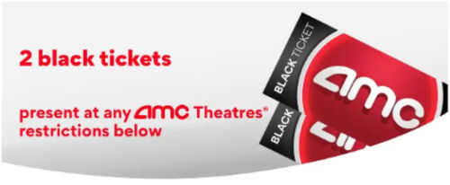 2x AMC Movies Black Ticket – No Expiration! Fast Digital Delivery!