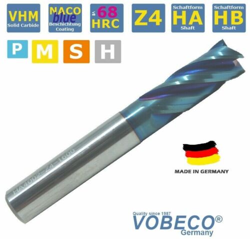 VHM SHAFT CUTTER Z4 3-20mm 35/38° neck cut NACOBLUE HPC Made in Germany