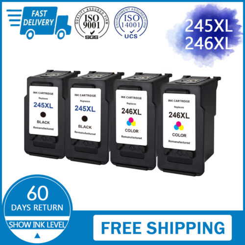 PG-245XL & CL-246XL Ink Cartridge For Canon PIXMA TS3120 TS202 MG2924 MG2500 .